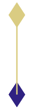 A yellow diamond connected to a blue diamond by a yellow line